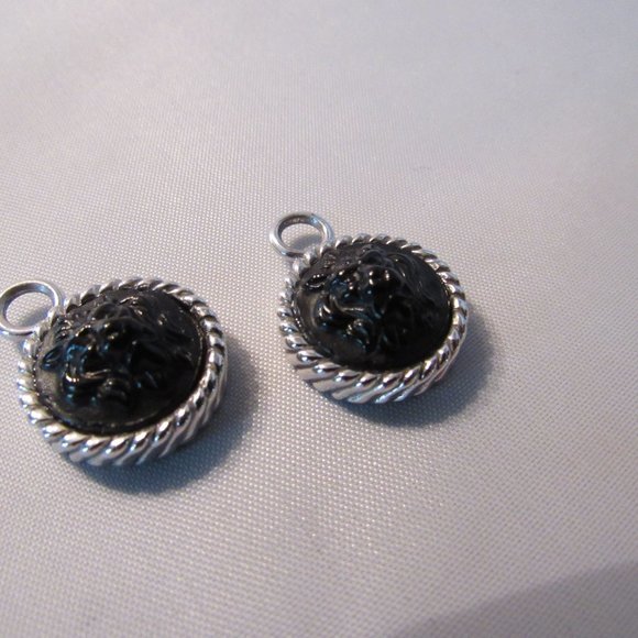 Custom 14K White Gold Black Intaglio Earring Charms - Stunning! - Picture 10 of 16
